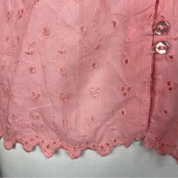 BYTIMO Broderie Ruffle Trim Eyelet Lace Anglaise Shirt In Pink Women's Size S - Picture 7 of 11